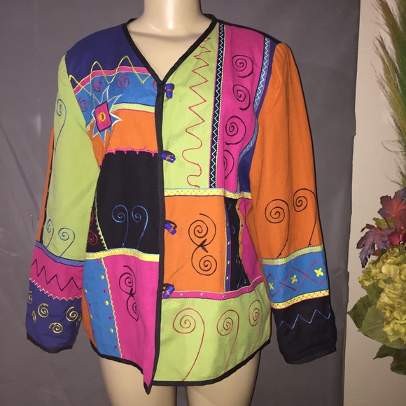 indigo Moon Jackets & Blazers - Indigo Moon Artsy Jacket Boho Funky Bright Colors
